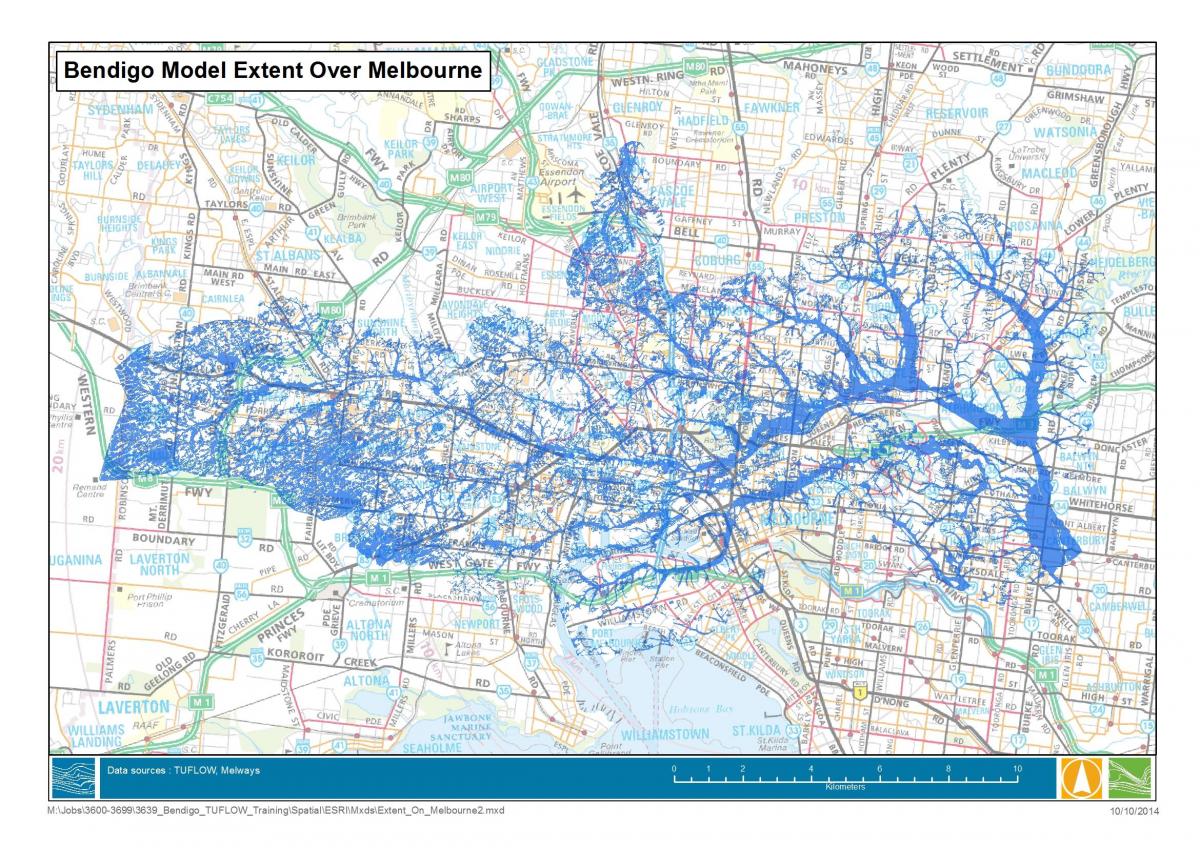 peta Melbourne banjir