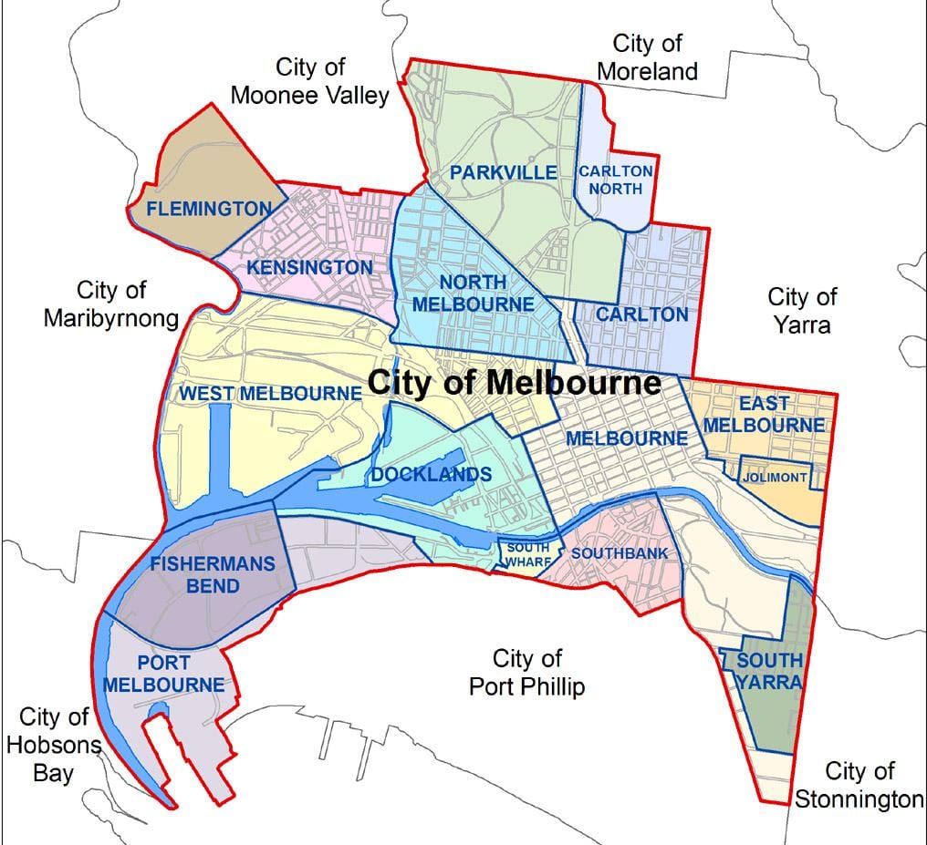 peta Melbourne pinggir bandar