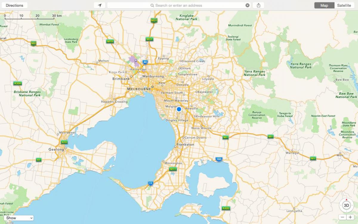 peta Melbourne dan pinggir bandar