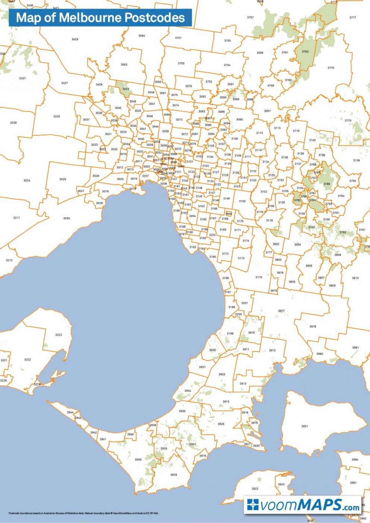 peta Melbourne poskod