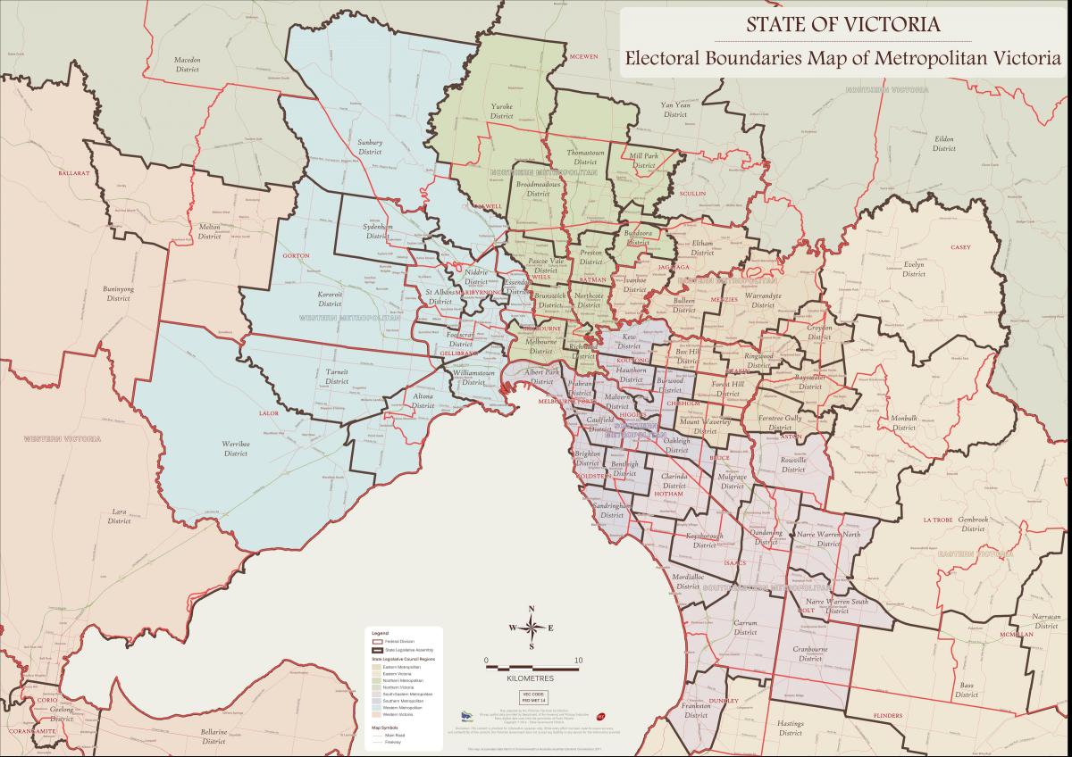 peta Melbourne bandar timur